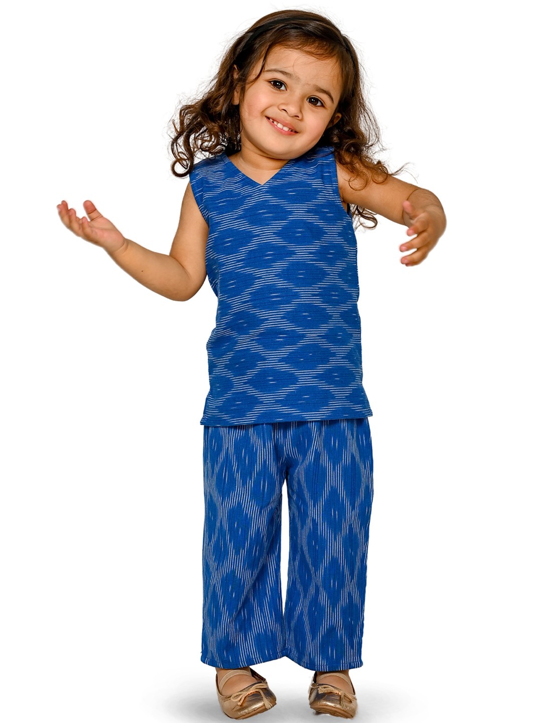

Tiny Bunnies Girls Pure Cotton Top With Trousers Set, Blue