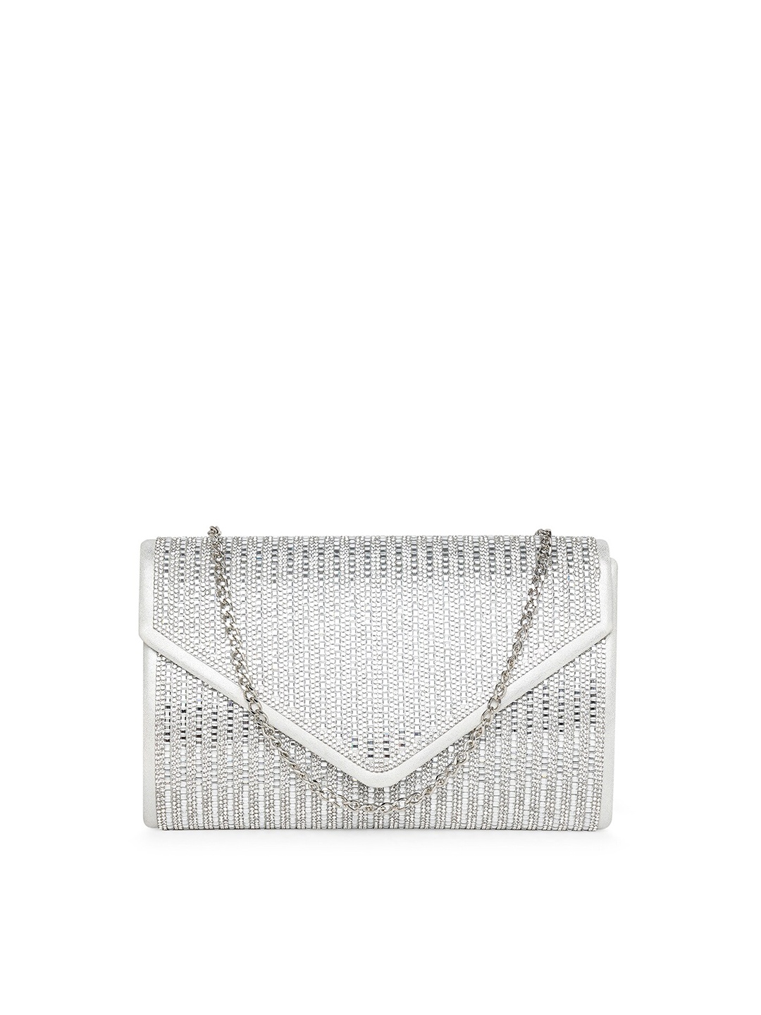 

ALDO Embellished Envelop Clutch, Silver