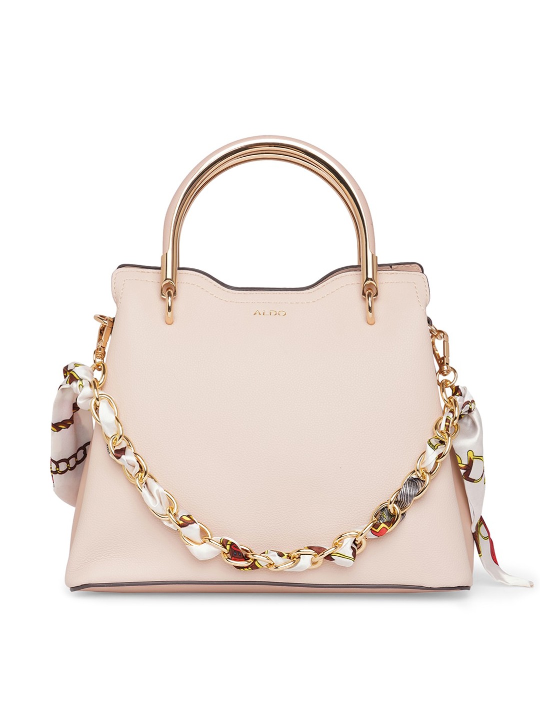 

ALDO Textured Structured Handheld Bag With Scarf, Beige