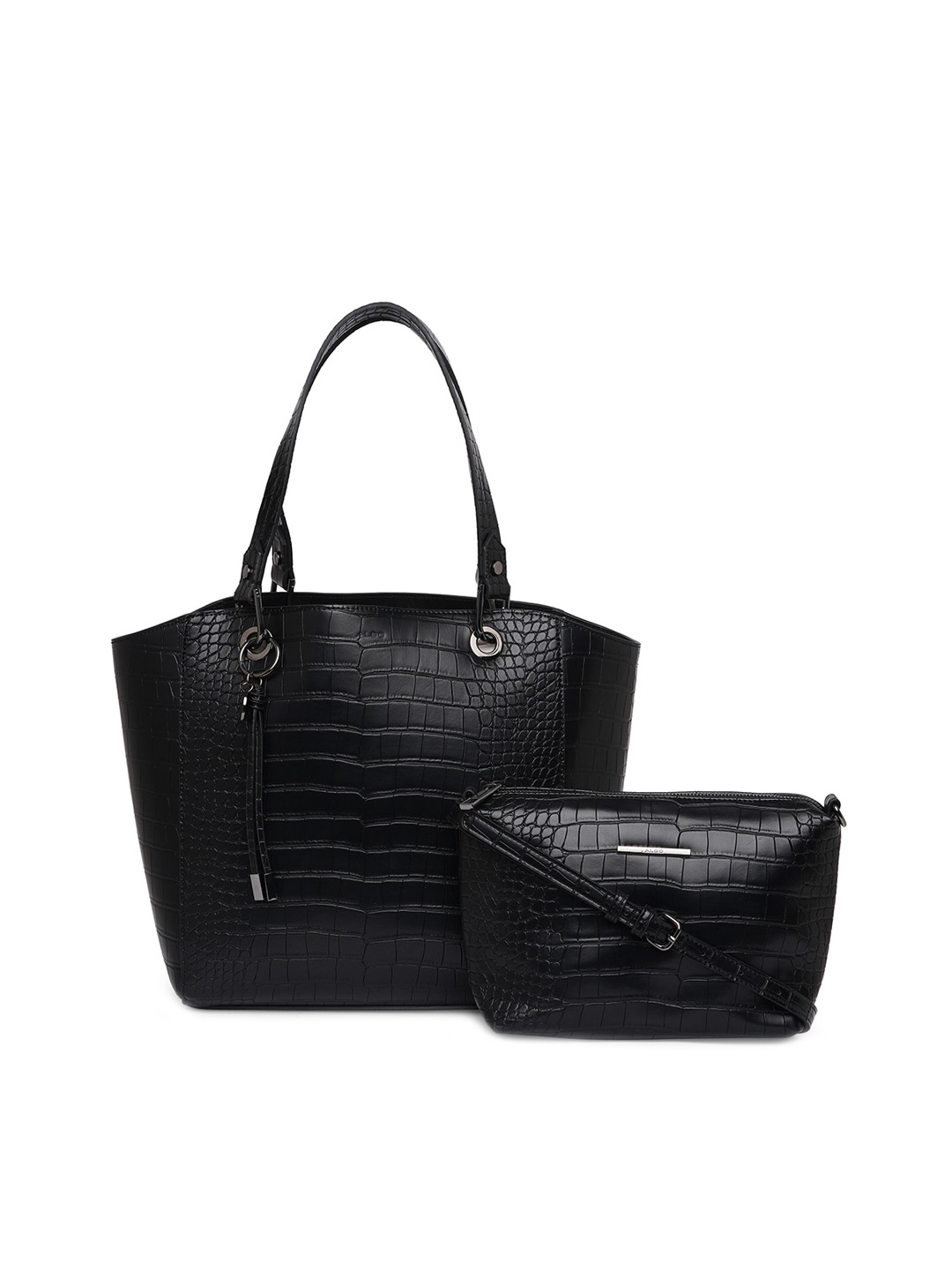 

ALDO Women Textured Oversized Shoulder Bag with Pouch, Black