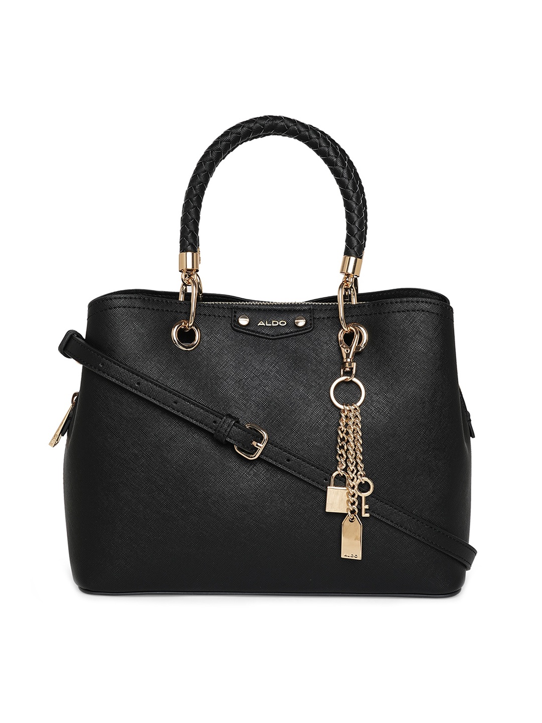 

ALDO Textured Structured Handheld Bag With Tasselled, Black