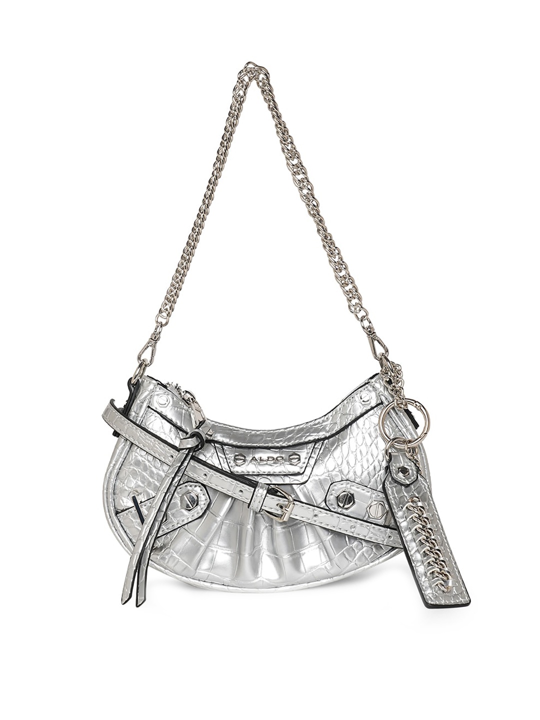 

ALDO Textured Structured Shoulder Bag With Tasselled, Grey