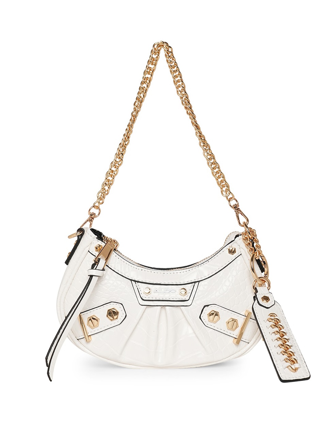 

ALDO Textured Structured Shoulder Bag With Tasselled, White