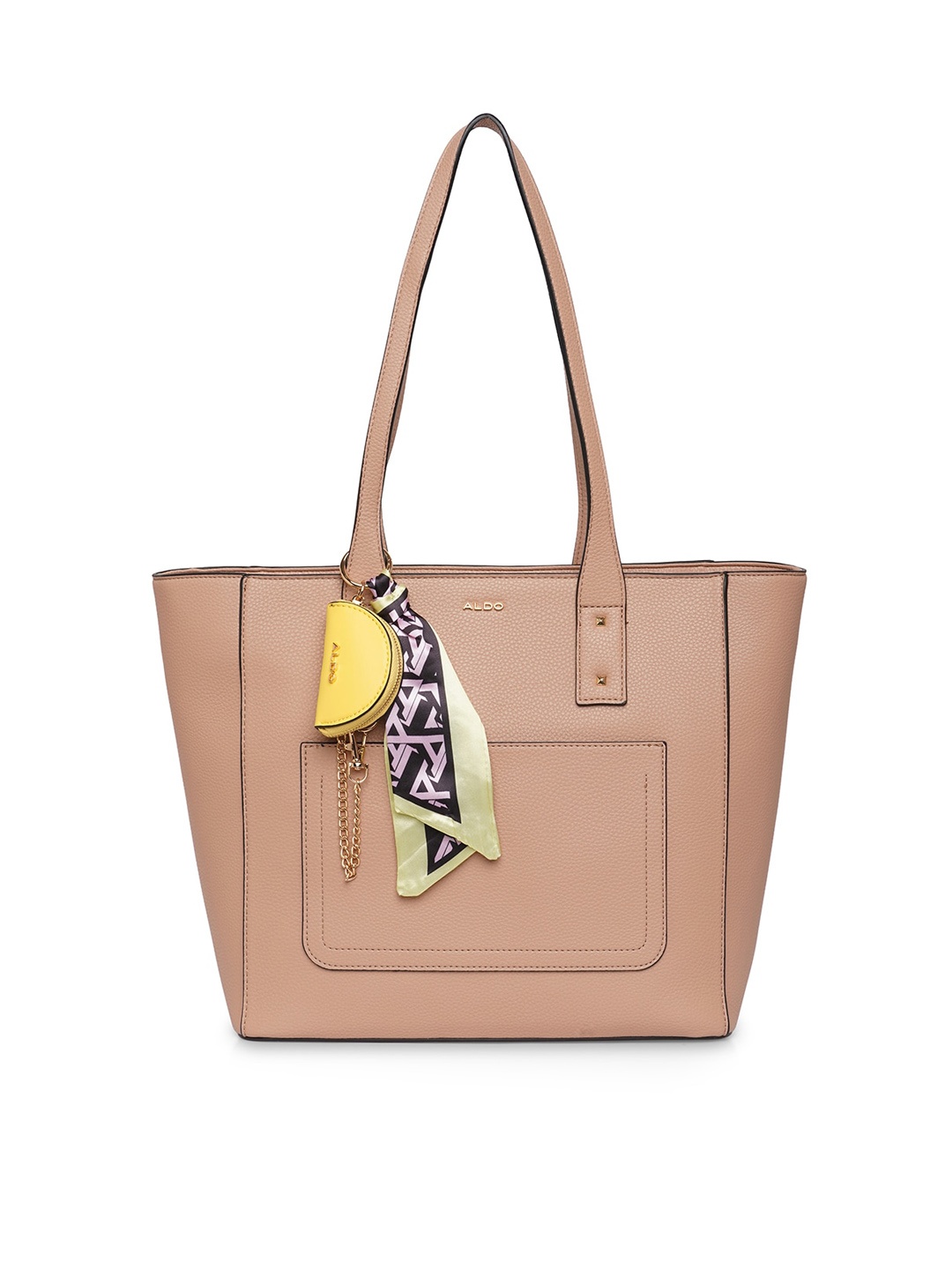 

ALDO Women Textured Shoulder Bag with Scarf, Beige