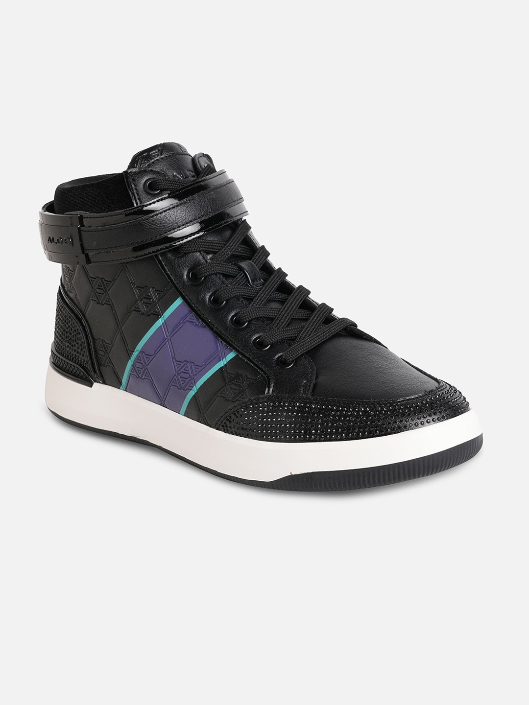 

ALDO Men HIGHCOURT Textured Comfort Insole Mid Top Contrast Sole Sneakers, Black