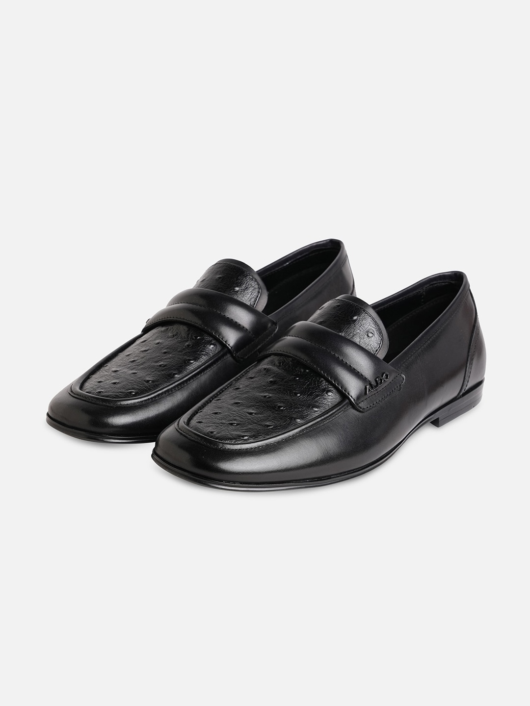 

ALDO Men Textured Leather Formal Loafers, Black