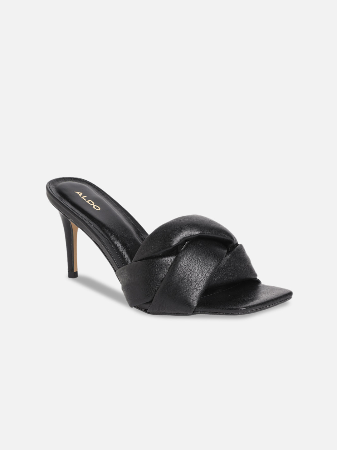 

ALDO Open Toe Braided Leather Stiletto Heels, Black