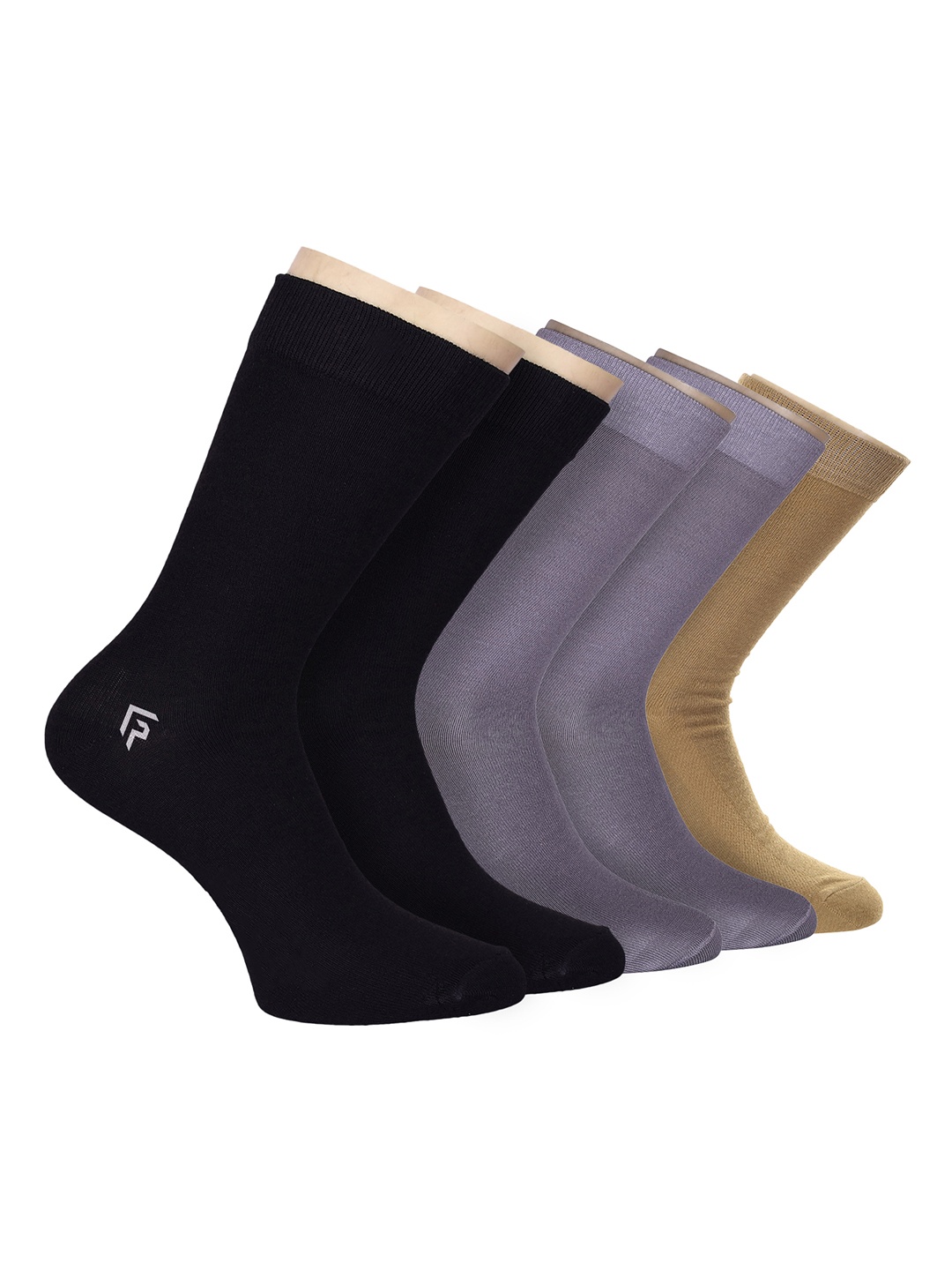 

FOOTPRINT Men 5 Pairs Anti Odour Organic Cotton Calf-Length Solid Bamboo Formal Socks, Black