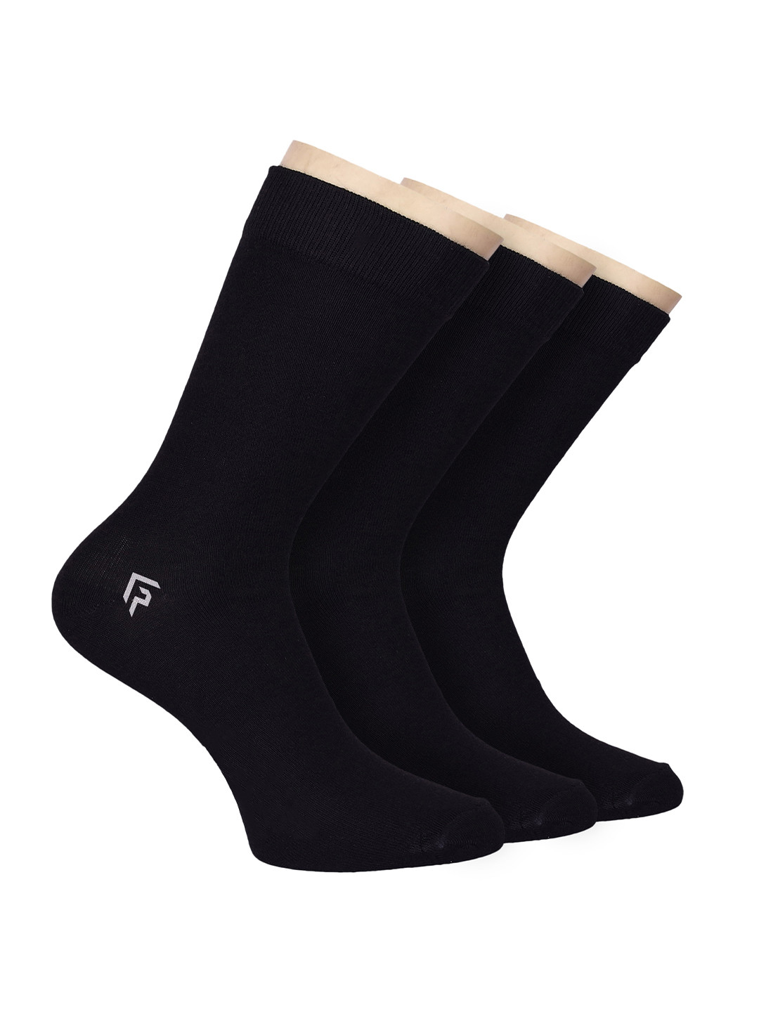 

FOOTPRINT Men 3 Pairs Anti Odour Organic Cotton Calf-Length Solid Bamboo Formal Socks, Black