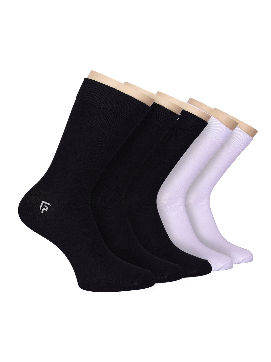 

FOOTPRINT Men 5 Pairs Anti Odour Organic Cotton Calf-Length Solid Bamboo Formal Socks, White
