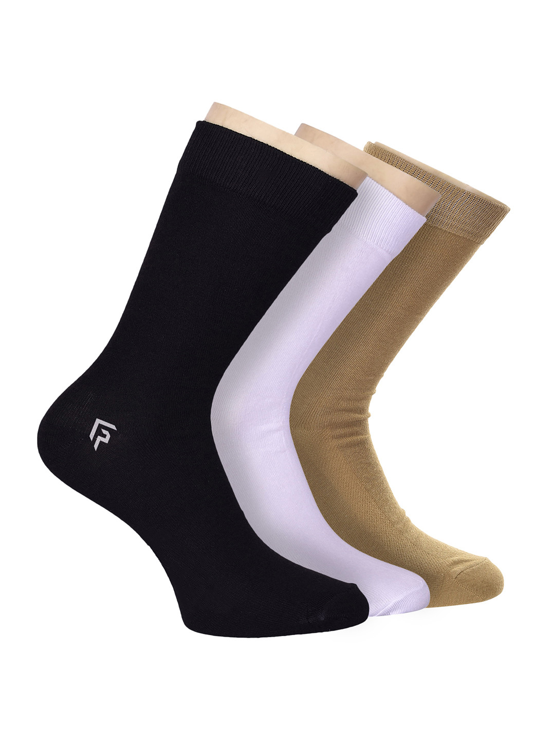 

FOOTPRINT Men 3 Pairs Anti Odour Organic Cotton Calf-Length Solid Bamboo Formal Socks, Black