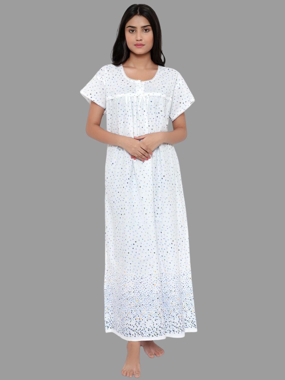 

PALIVAL Floral Printed Pure Cotton Maxi Nightdress, White