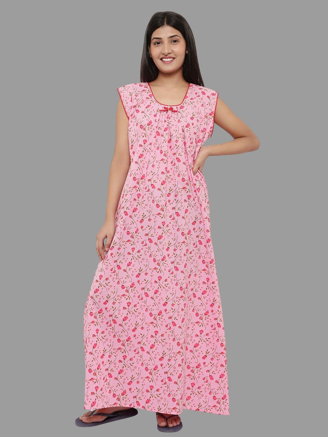 

PALIVAL Floral Printed Pure Cotton Maxi Nightdress, Pink