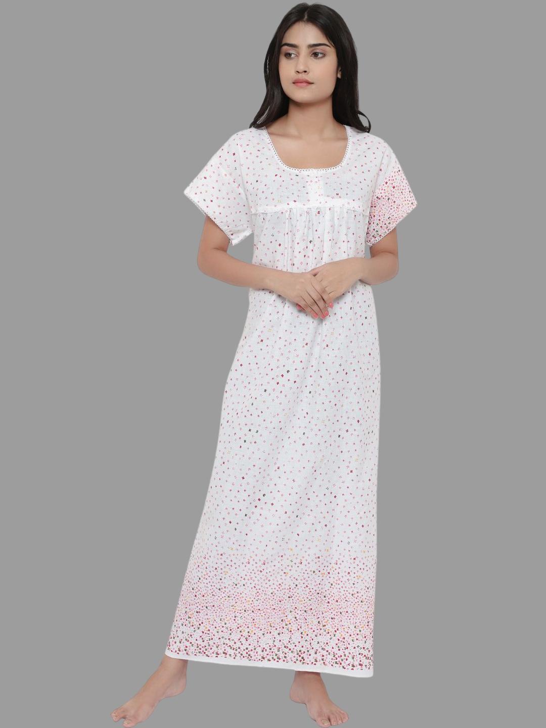 

PALIVAL Floral Printed Pure Cotton Maxi Nightdress, White