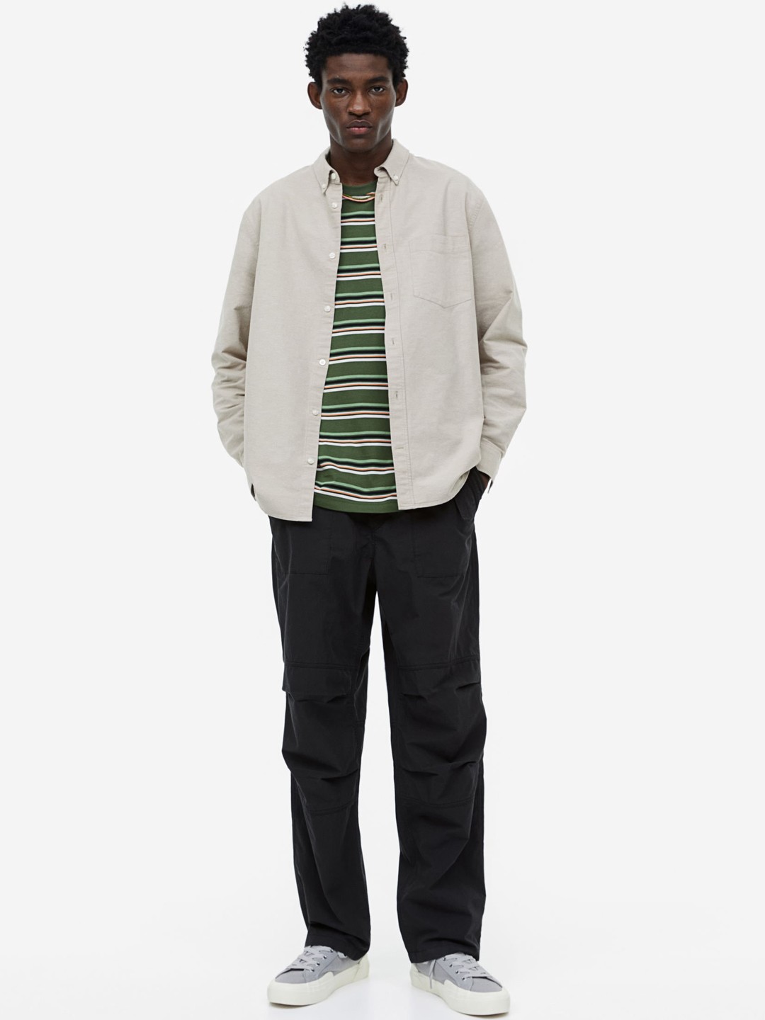 

H&M Men Relaxed Fit Belted Joggers, Black