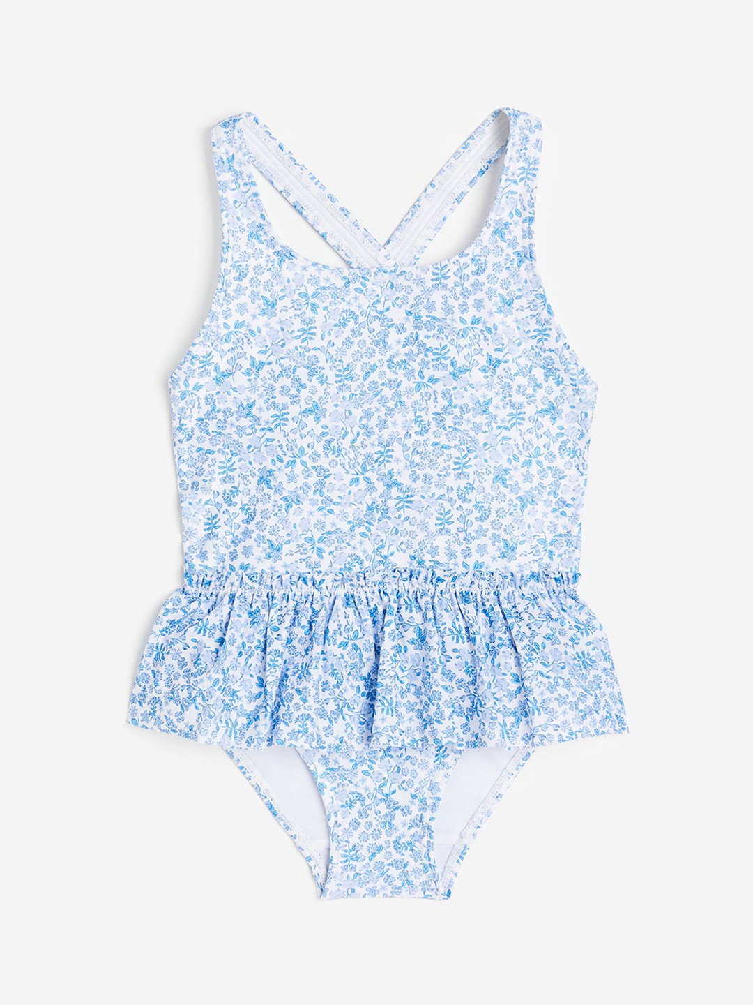 

H&M Girls Flounce-Trimmed Swimsuit, Blue