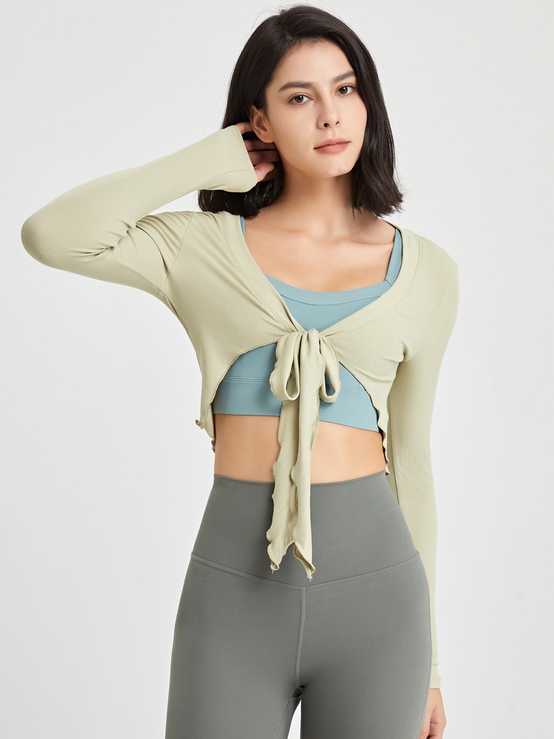 

JC Collection Lightweight Crop Training or Gym Open Front Jacket, Green