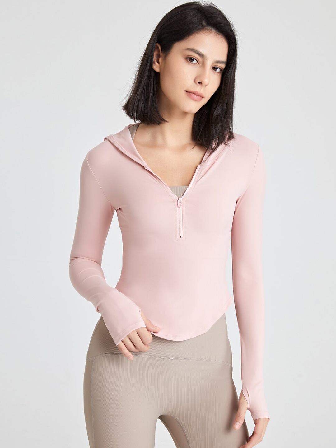 

JC Collection Hooded Long Sleeve Training or Gym Tshirt, Pink