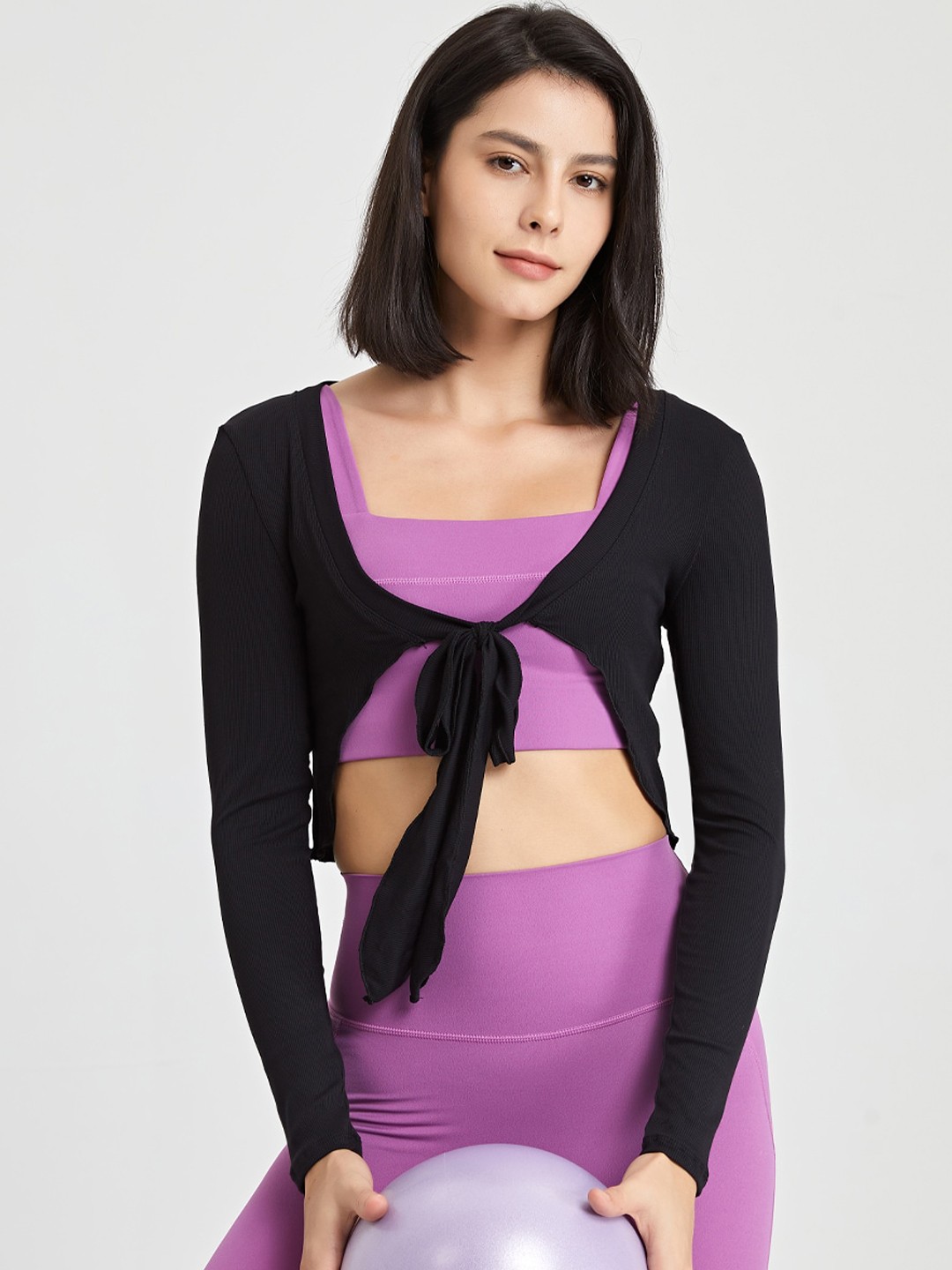 

JC Collection Lightweight Crop Training or Gym Open Front Jacket, Black
