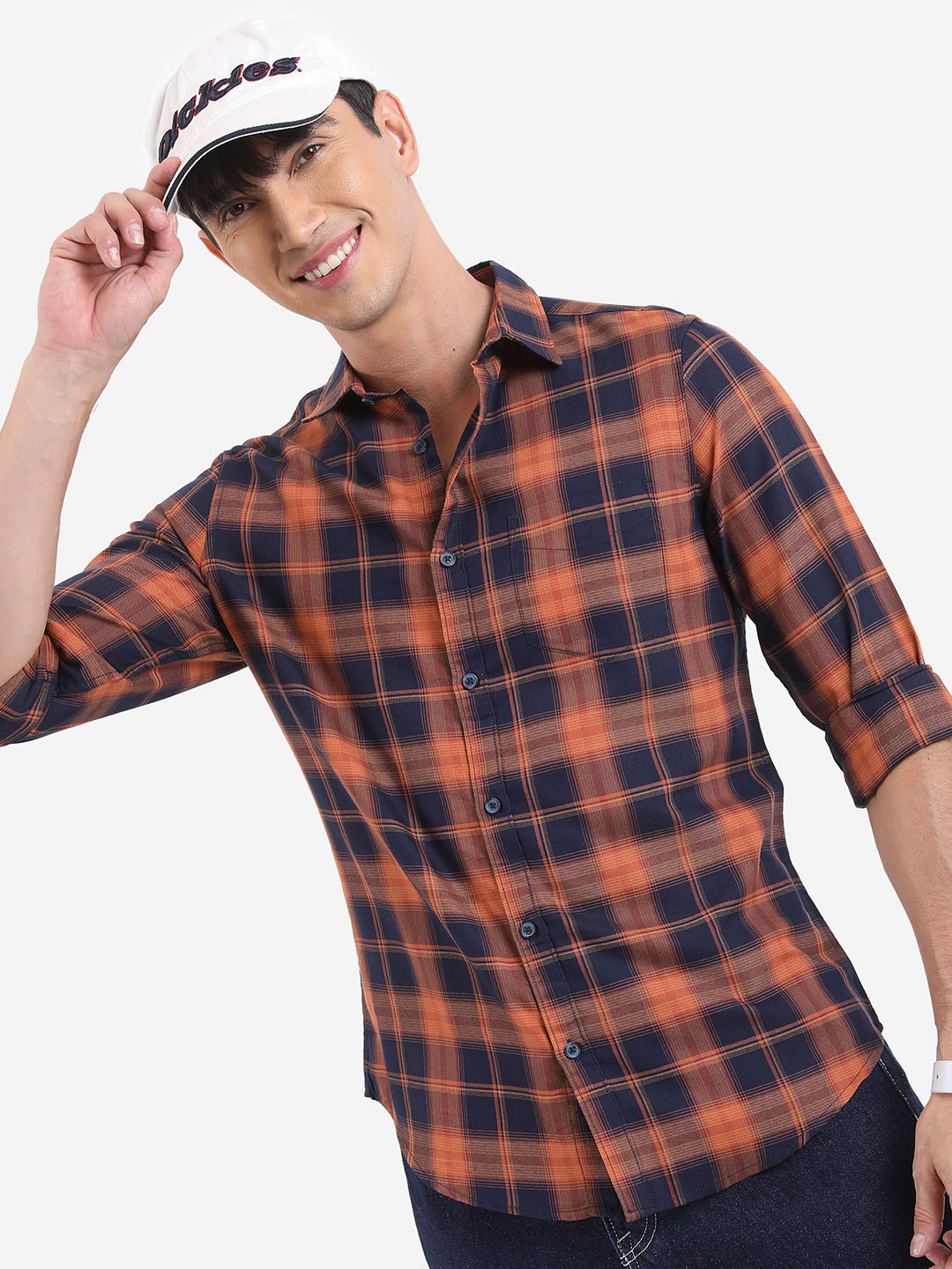 

HIGHLANDER Tartan Checks Casual Shirt, Rust