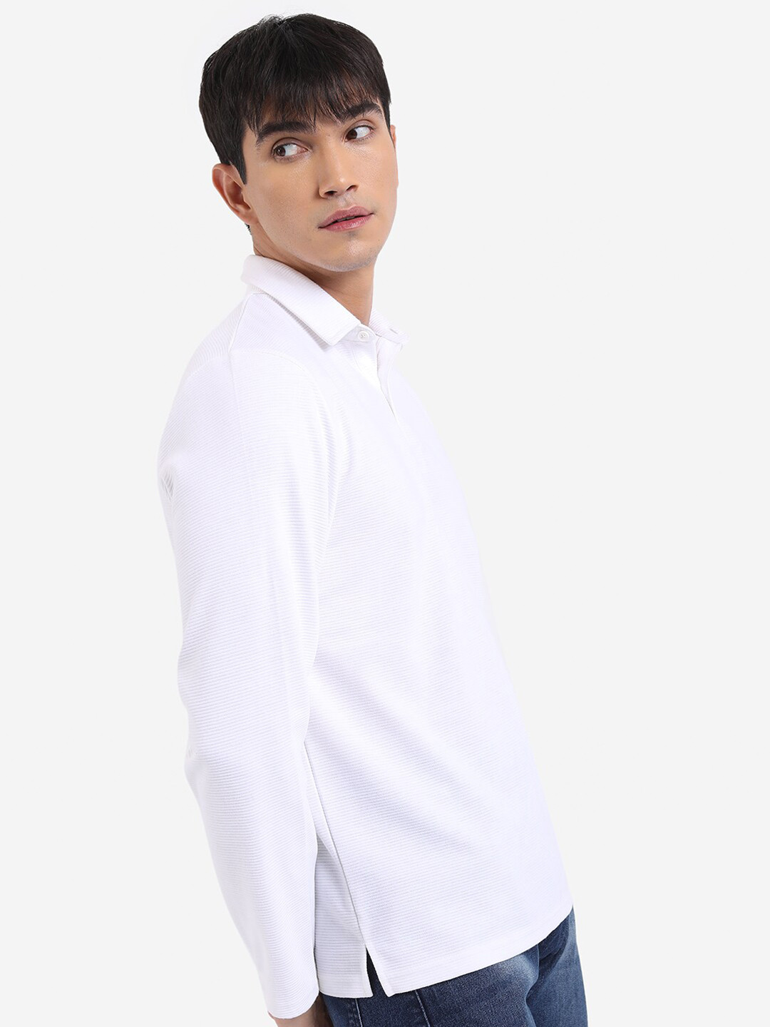 

KETCH Regular Fit Polo Popcorn Structured T-shirt, White