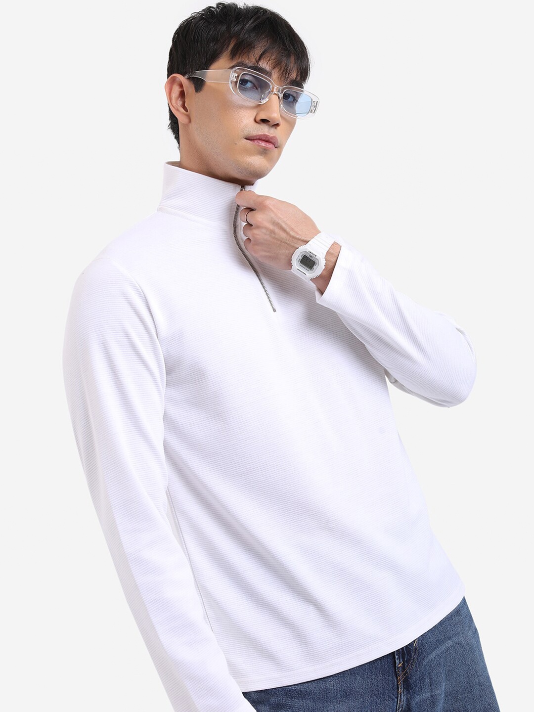 

KETCH High Neck Structured Regular Fit T-shirt, White