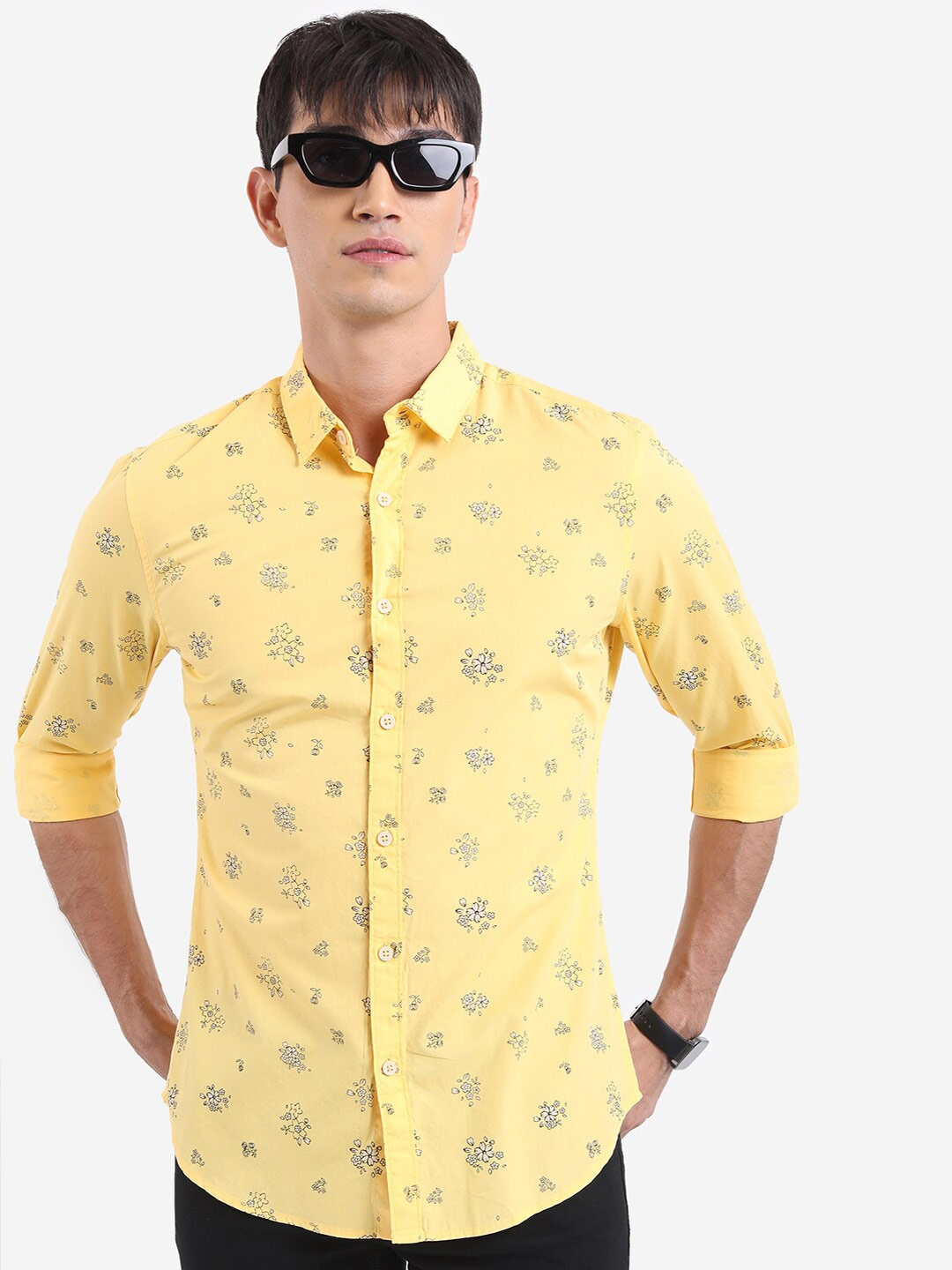 

KETCH Slim Fit Floral Printed Cotton Casual Shirt, Yellow