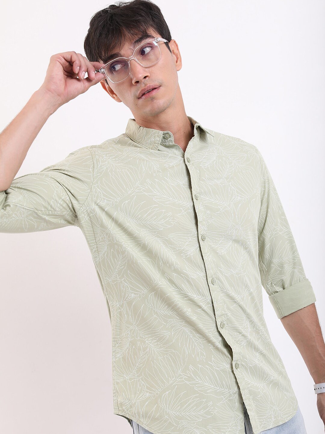 

KETCH Slim Fit Floral Printed Cotton Casual Shirt, Khaki