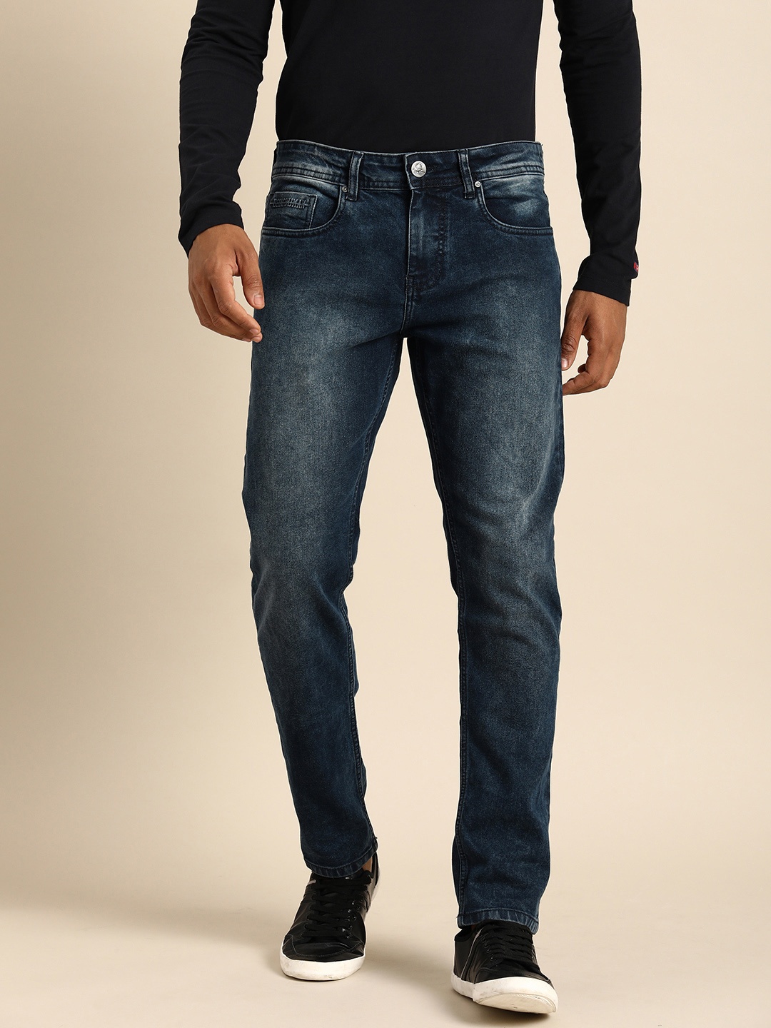 

Being Human Men Cropped Fit Heavy Fade Stretchable Jeans, Blue