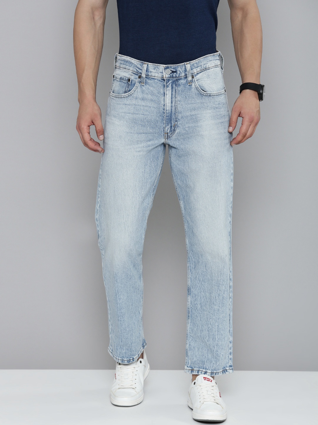 

Levis 550 Men Solid Relaxed Fit Mid-Rise Heavy Fade Stretchable Jeans, Blue