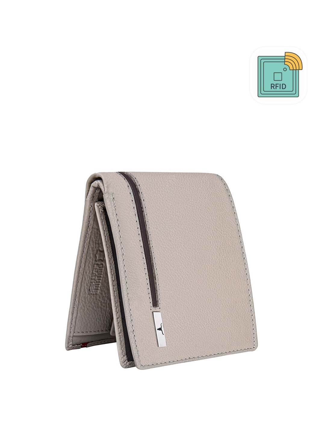 

URBAN FOREST Men Leather RFID Blocking Two Fold Wallet, Off white