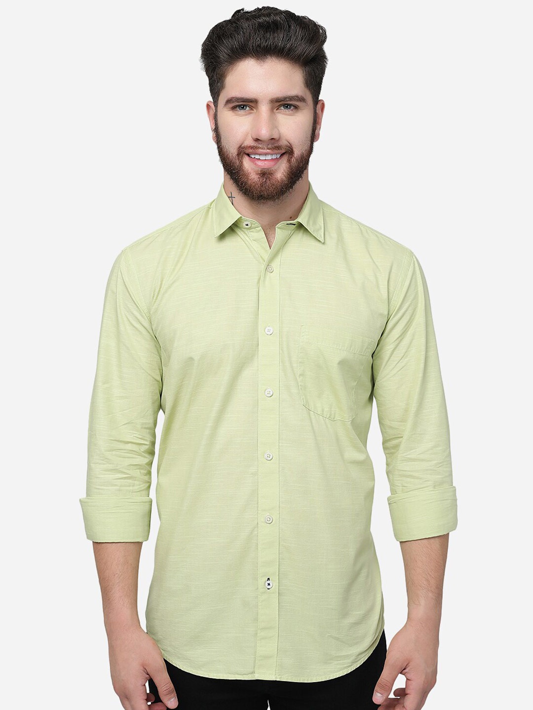

JADE BLUE Slim Fit Cotton Casual Shirt, Green