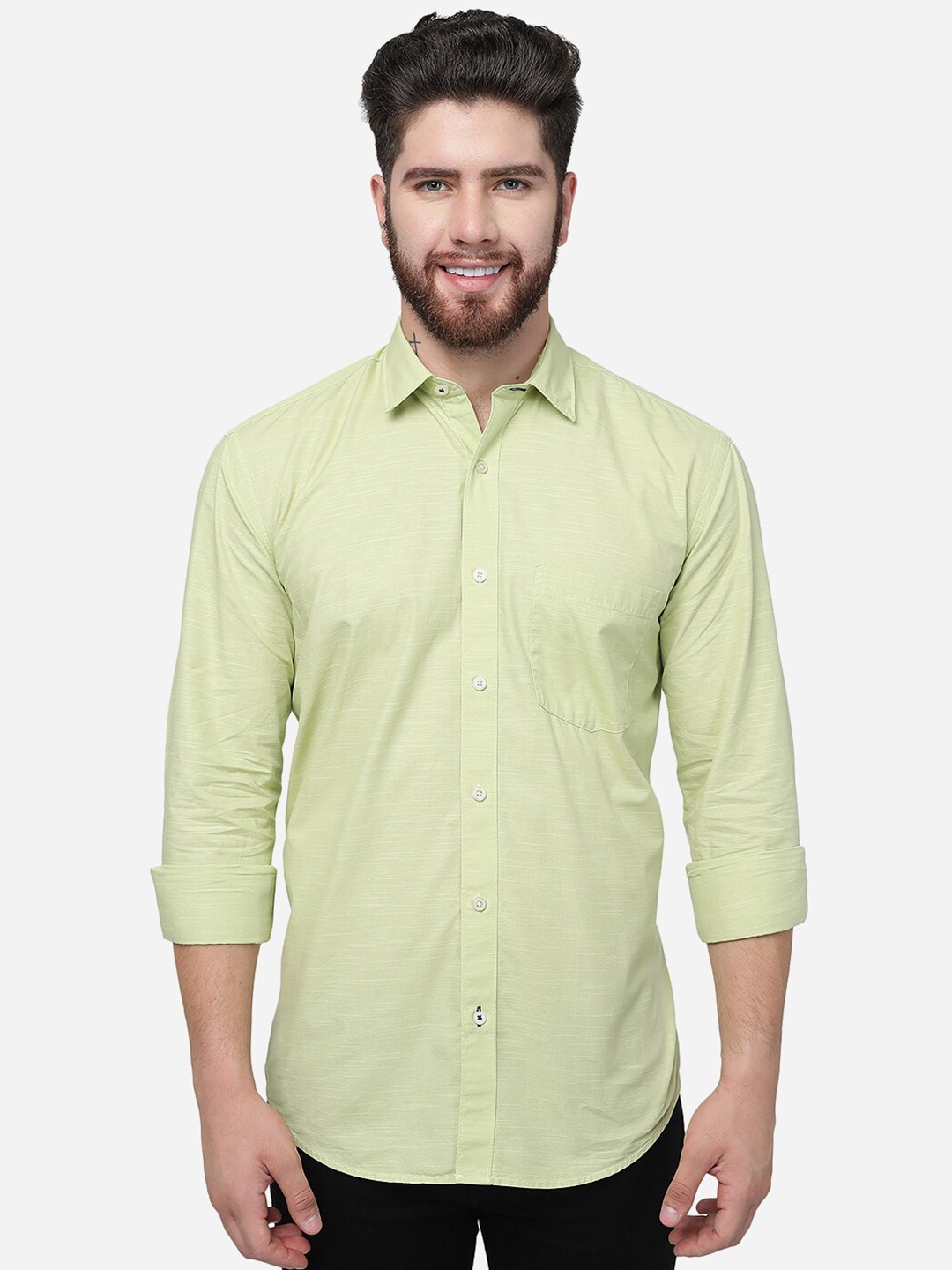 

JADE BLUE Slim Fit Cotton Casual Shirt, Green