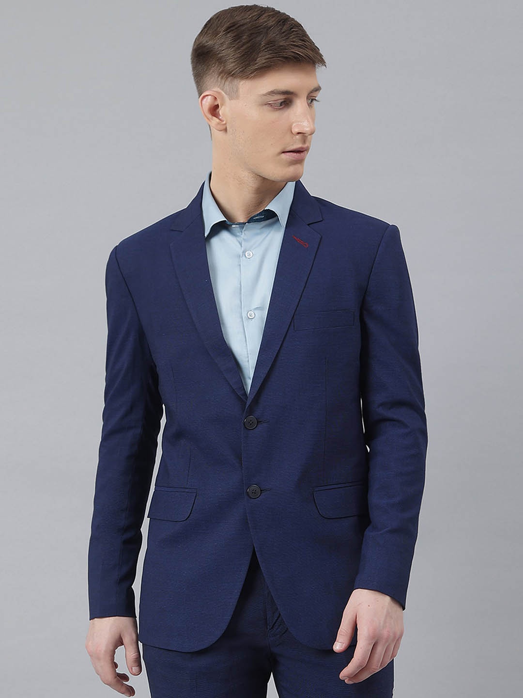 

MR BUTTON Men Slim-Fit Single Breasted Formal Blazer, Blue