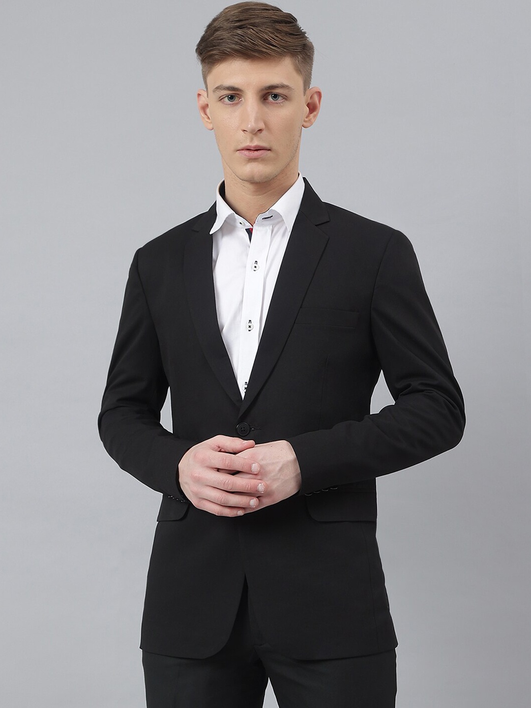 

MR BUTTON Slim-Fit Single-Breasted Formal Blazers, Black