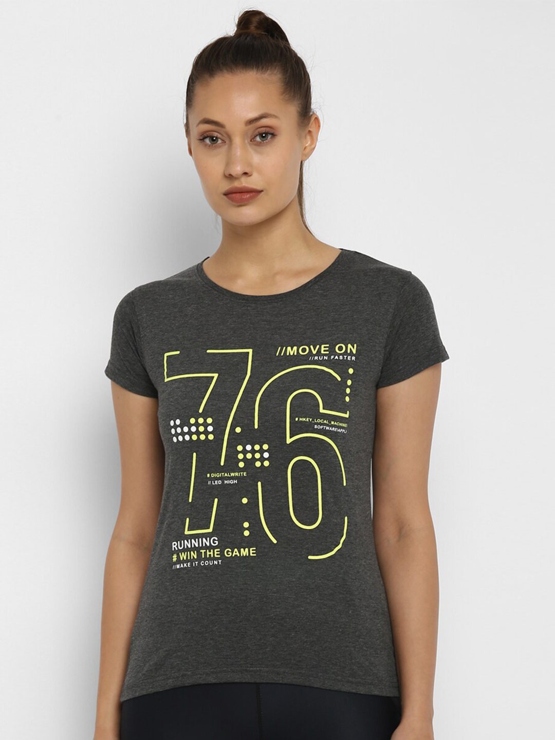 

appulse Typography Printed Slim Fit Cotton T-shirt, Charcoal