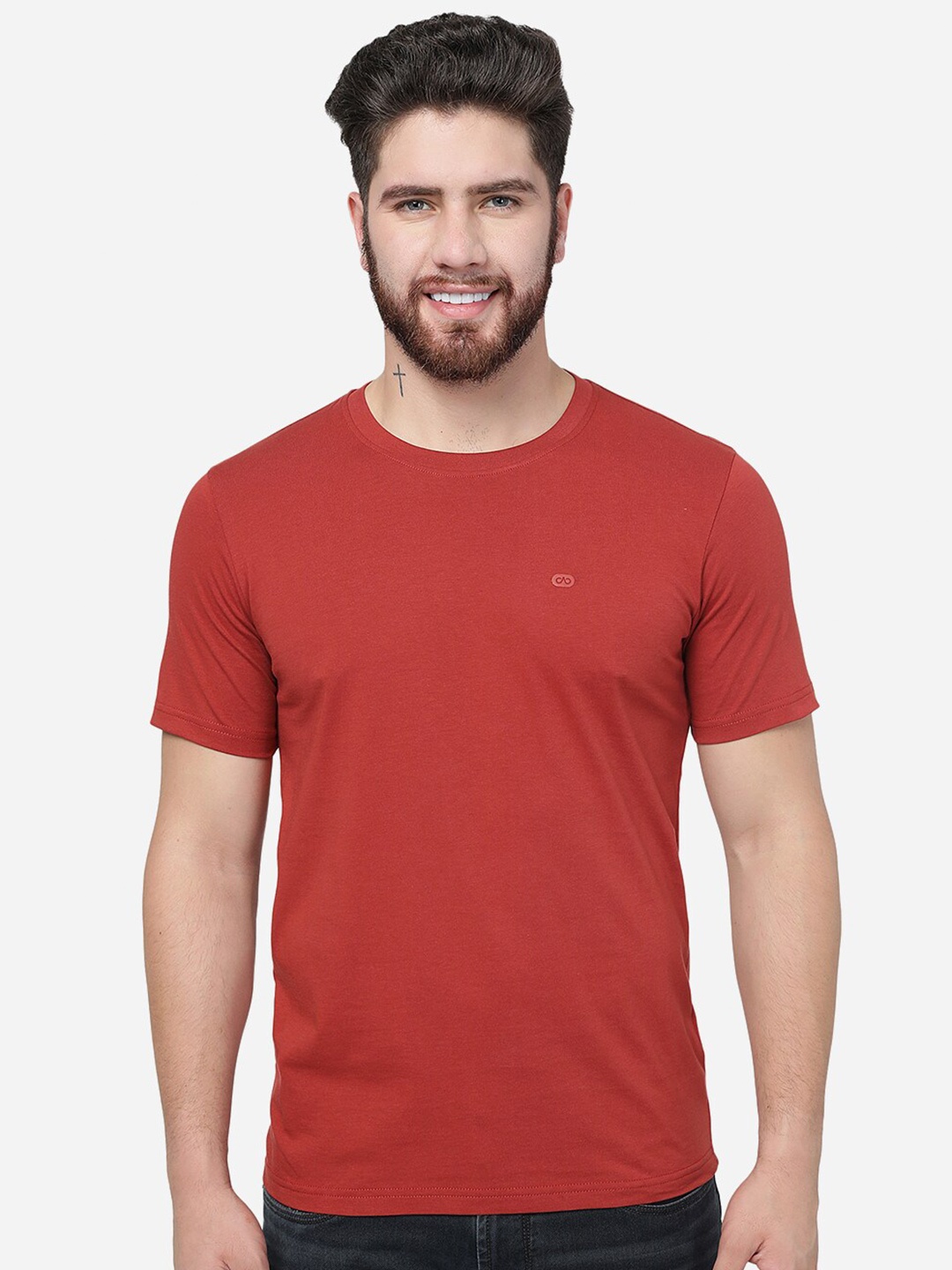 

JADE BLUE Cotton Slim Fit T-shirt, Red