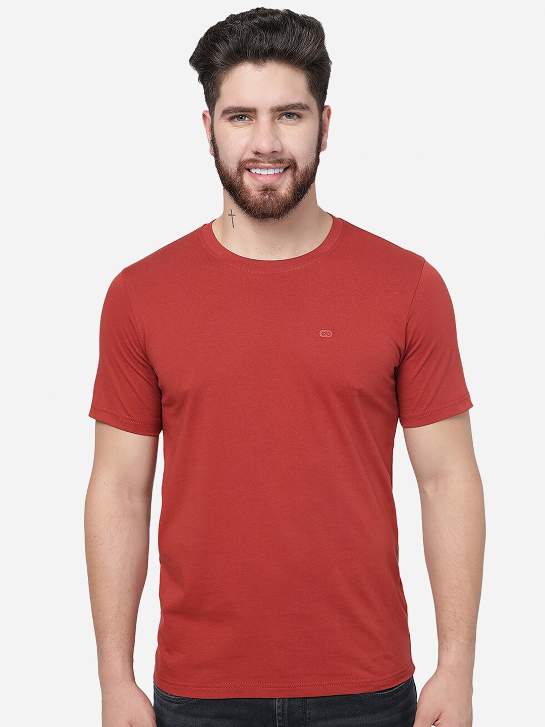 

JADE BLUE Cotton Slim Fit T-shirt, Red