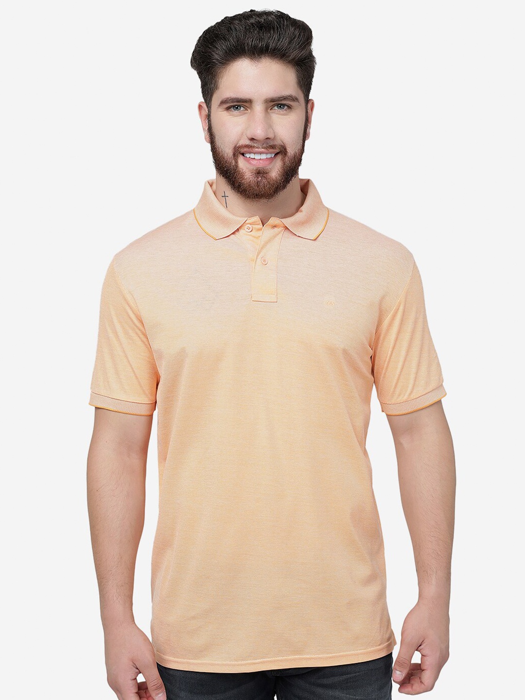 

JADE BLUE Polo Collar Cotton Slim Fit T-shirt, Orange