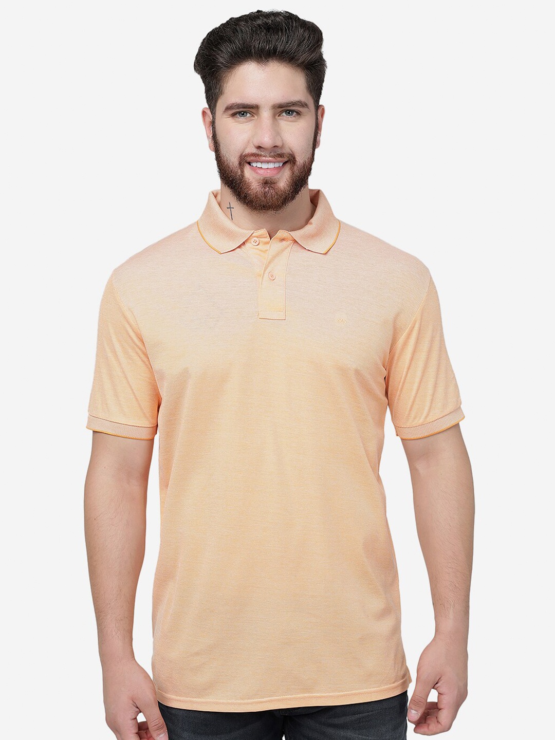 

JADE BLUE Polo Collar Slim Fit Cotton T-shirt, Orange