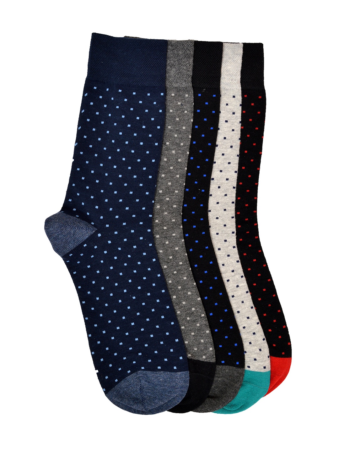 

VINENZIA Men Set Of 5 Multicoloured Calf-Length Socks, Multi