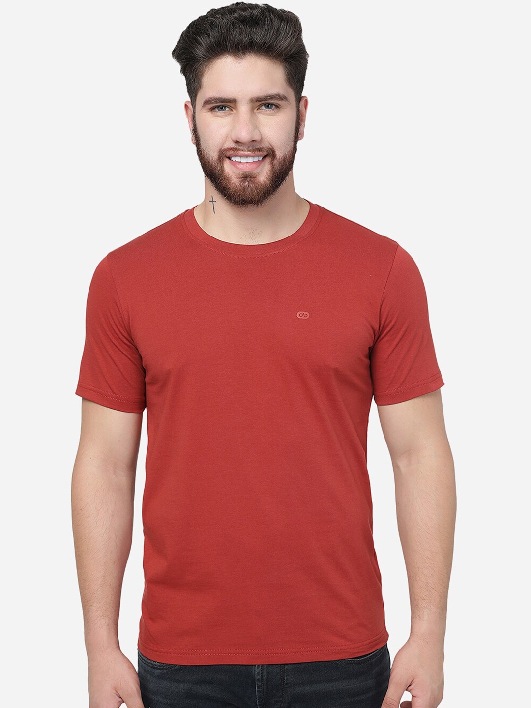 

JADE BLUE Cotton Slim Fit T-shirt, Red