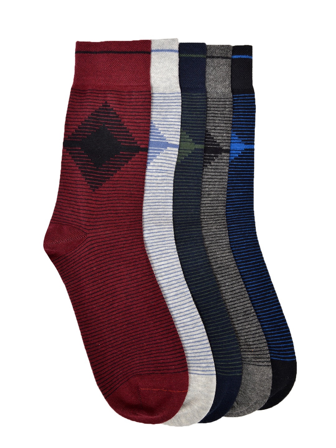 

VINENZIA Men Set Of 5 Multicoloured Calf-Length Socks, Multi