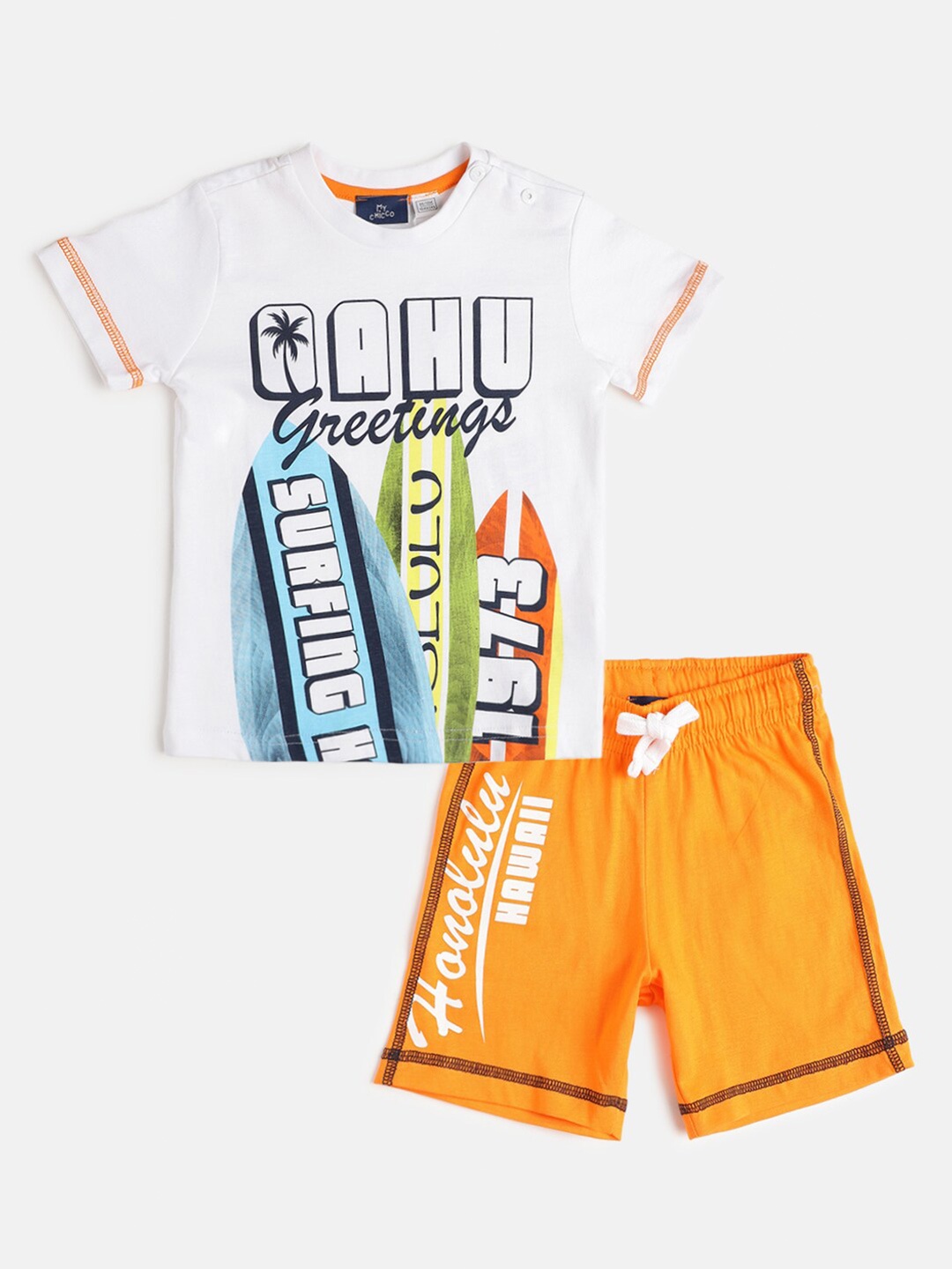 

Chicco Boys Printed Pure Cotton T-shirt With Shorts Set, Orange