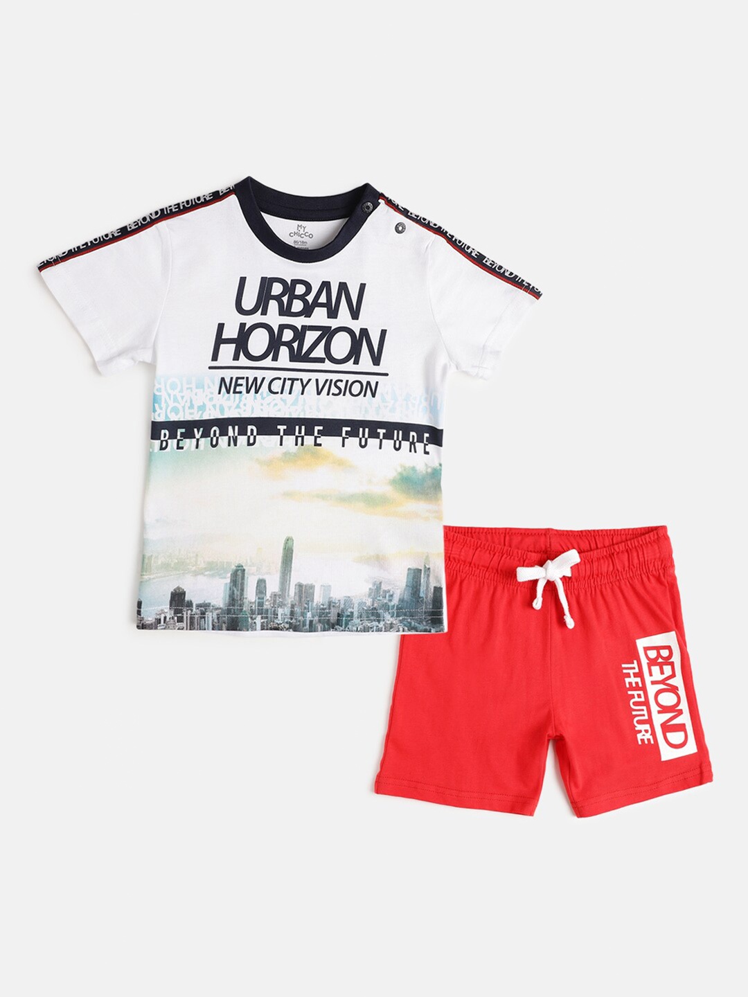 

Chicco Boys Printed Pure Cotton T-shirt with Shorts Set, White