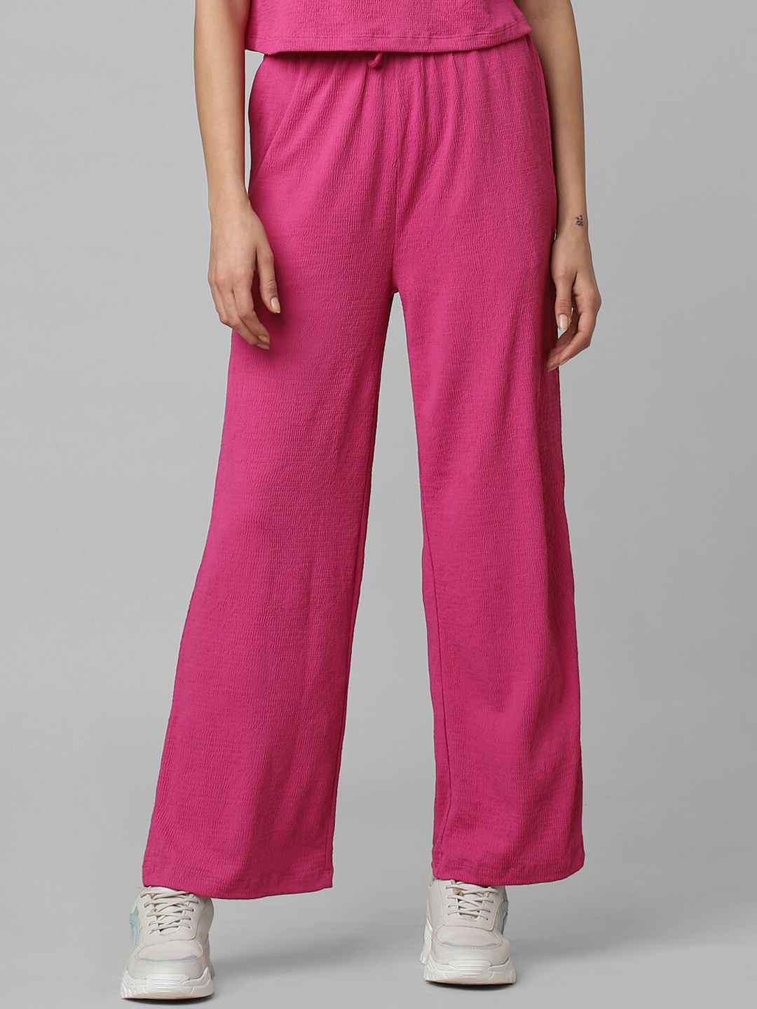 

ONLY Women Cotton Straight-Fit Track Pants, Pink