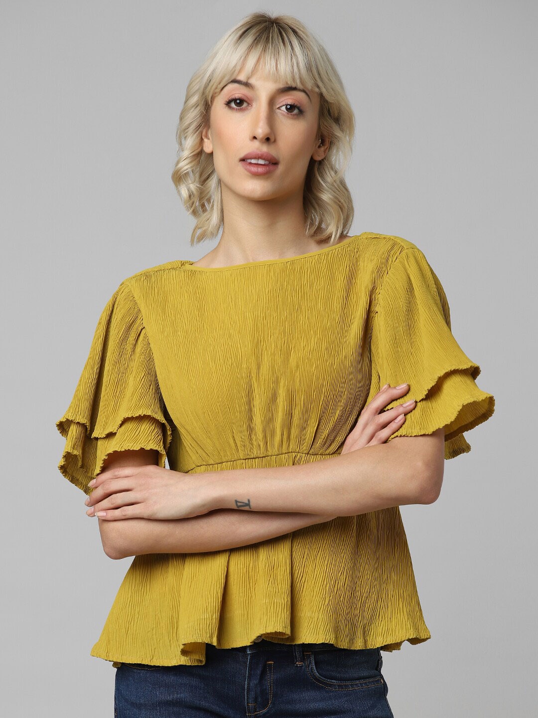 

ONLY Flutter Sleeves A-Line Top, Olive