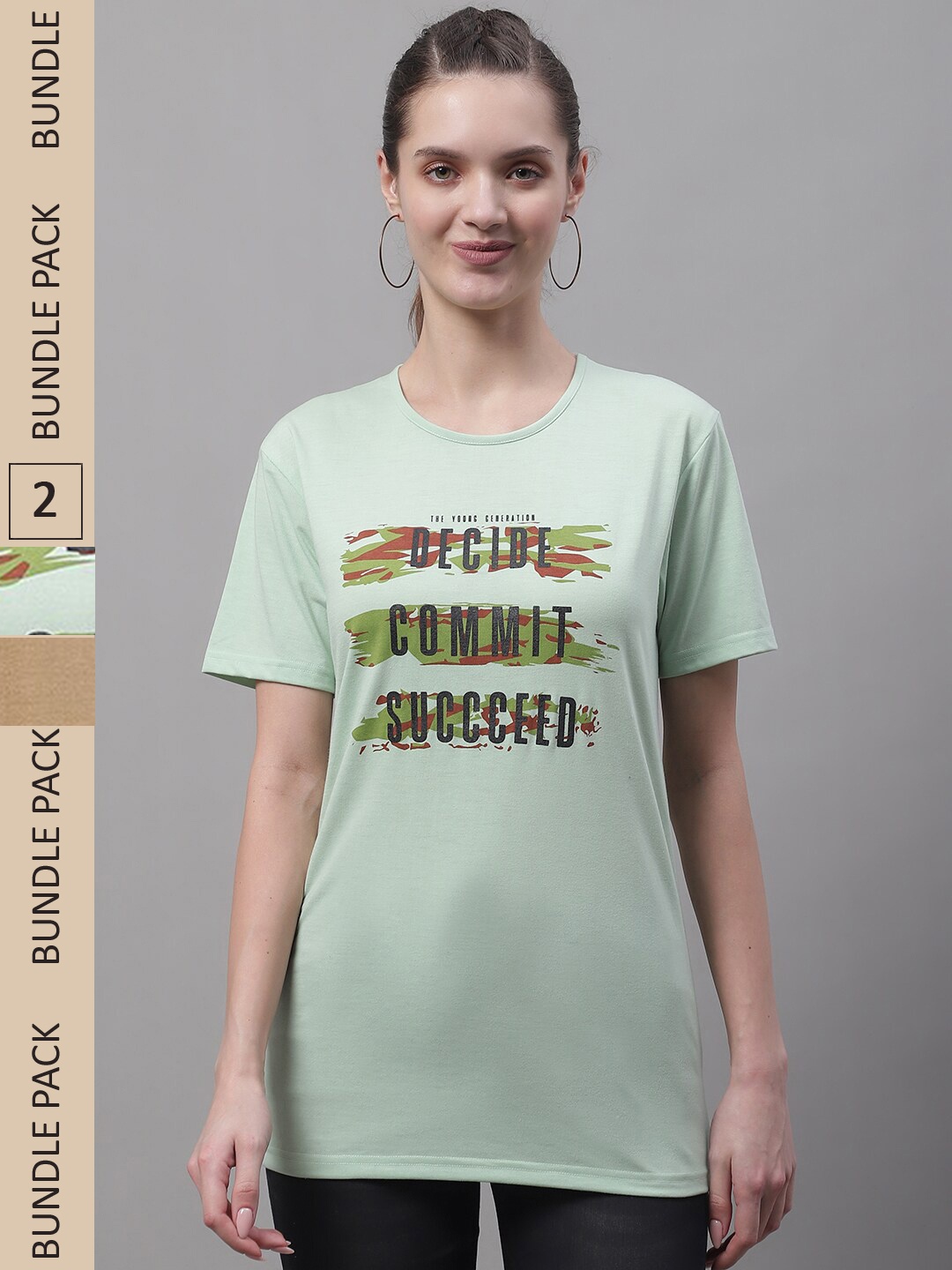 

MACK JONNEY Pack Of 2 Printed Cotton T-shirt, Green
