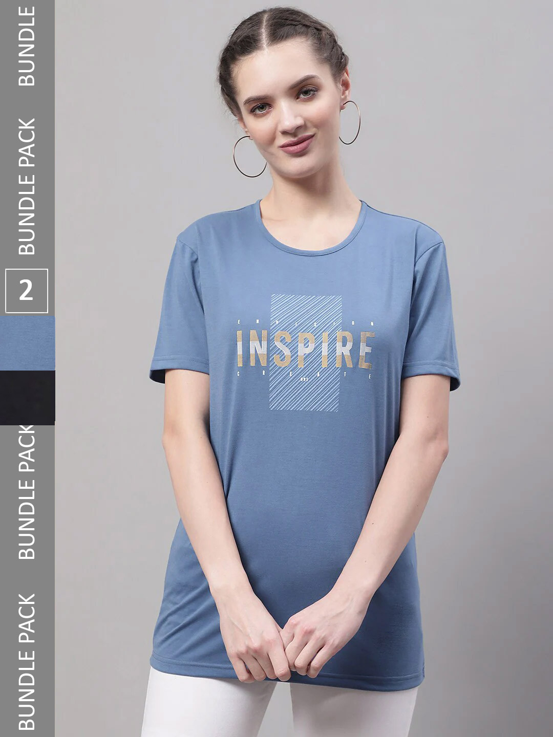 

MACK JONNEY Pack Of 2 Printed Cotton T-shirts, Blue