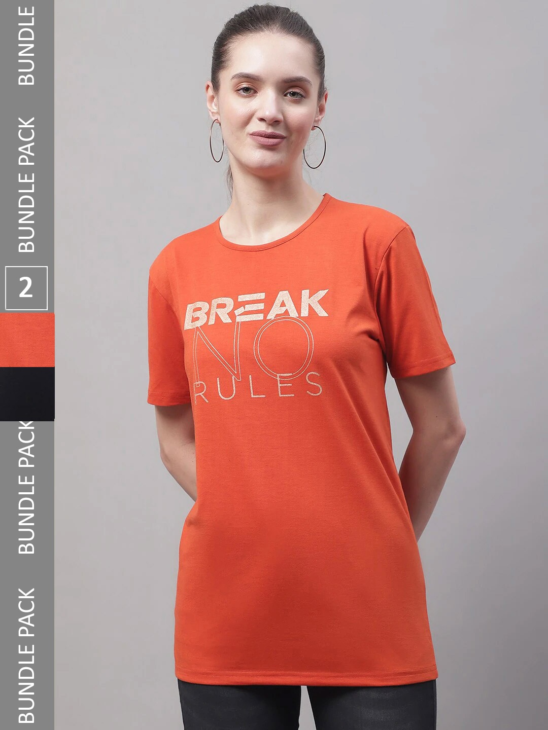 

MACK JONNEY Pack Of 2 Cotton T-shirt, Orange